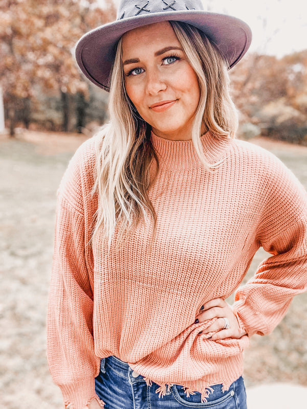 Distressed Rose Sweater